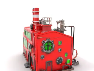 Industrial Red Factory model pack Low-poly 3D model