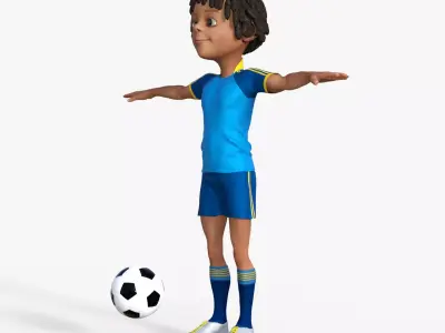 Cartoon Football player Rigged 3D model