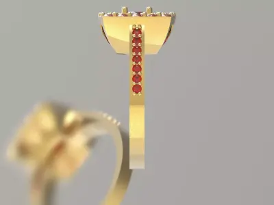 Exquisite Red Gemstone Engagement Ring Design jr00344 3D print model