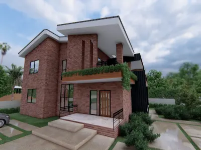 Modern House with Sloping Roof - 280 SQM -  Full Package 3D model