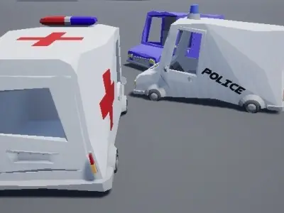 Low Poly Cartoony Van Pack Low-poly 3D model