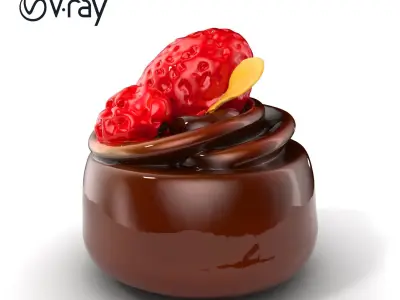 Gourmet Chocolate Mousse Dessert model pack Low-poly 3D model