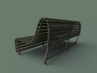  Park Bench 02 - Apocalyptic Low-poly 3D model