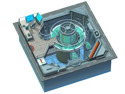 isometrical medical room cold cryochamber Low-poly 3D model