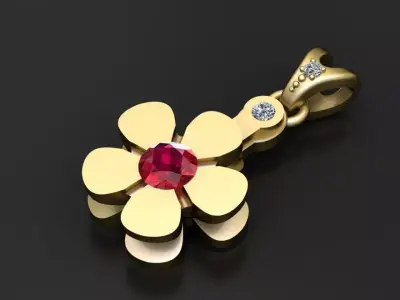 Floral Ruby Pendant 3D print model