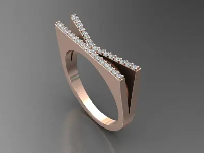 alphabet jewelry ring diamond letter K 3D print model