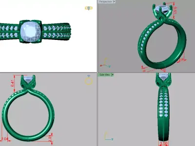 round solitaire 2 row of diamond on shank  3D print model