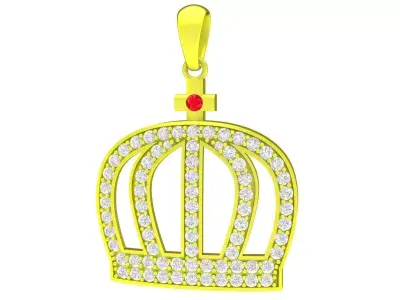 Luxury Crown Pave Pendant 3D Model 4271 3D print model