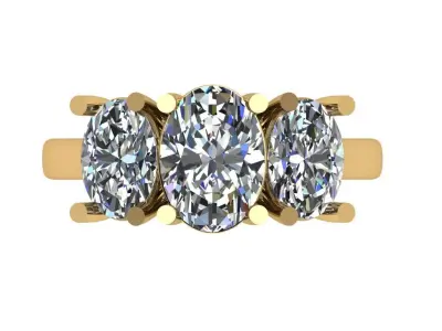 Trellis Shaped Ring with Three Oval Stones 3D print model