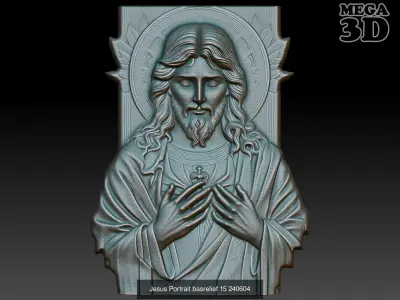 Jesus Portrait basrelief Pack B 240604 3D Model Collection