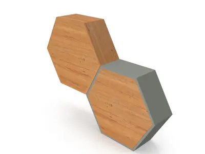 Shelving hexagonal bookcase with two shelves Free 3D model