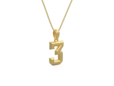 Model 1154 Number 3 Necklace Curved 3D print model