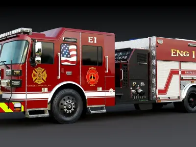 Fire Truck Custom Pumper Doyle Hose Low-poly 3D model