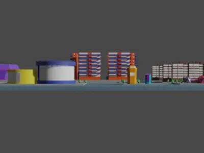 City and Street Free low-poly 3D model