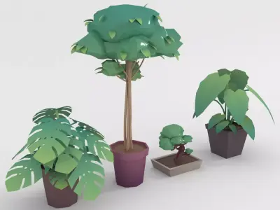 Low-poly popular indoor plant collection 3D model