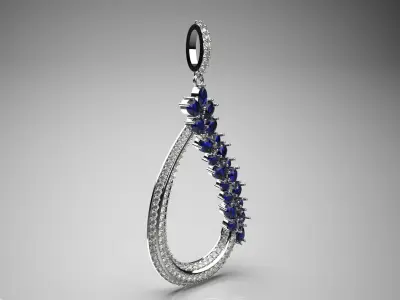 Luxurious drop earrings with gemstones model jp0045 3D print model