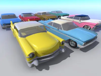 Classic Cars 7-Pack Low-poly 3D model