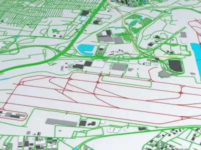 Istanbul Ataturk TAV Airport Roads Buildings and Public Trans 3D model