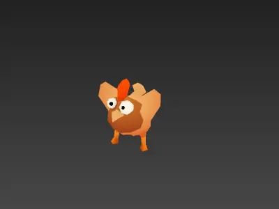   Cartoon chicken with bones Low-poly 3D model