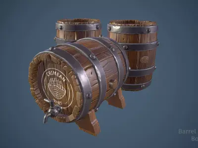 Barrel Free low-poly 3D model 4