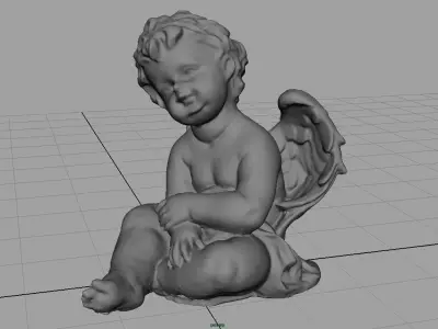 Angel statue of baby Low-poly 3D model