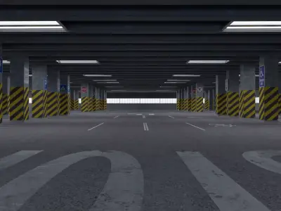3D Highpoly Parking Lot Blend File 3D model