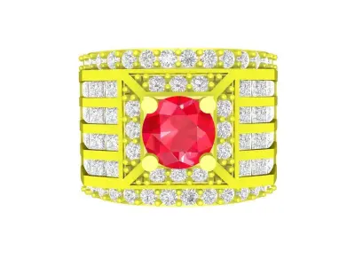 Luxury Pave Wide Band Ring with Round Center Stone  4879 3D print model