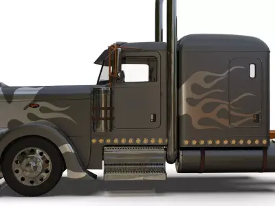 Bad Bunny s Peterbilt 389 Truck and Trailer Midpoly 3D model