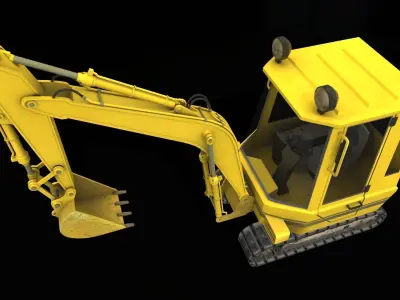 Mini Excavator Low-poly 3D model
