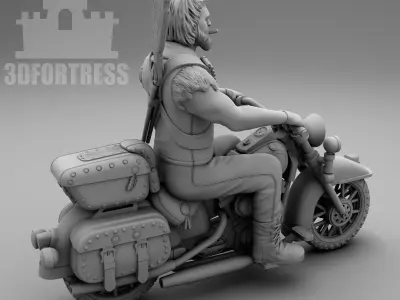 Biker with a shotgun 3D print model
