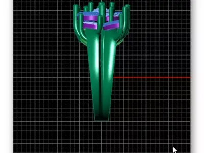 triangle marquise and round emerald jewelry ring 3D print model