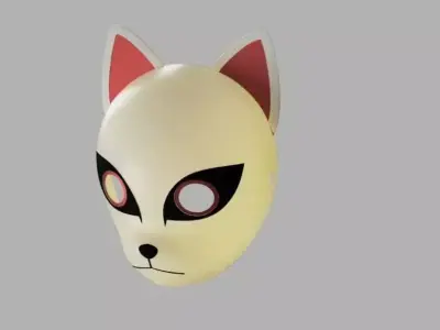Cat Face Mask Anime Cosplay Kitsune Mask 3D Model STL 3D print model