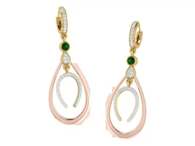 Solitaire Women Drop Earring 3dm STL OBJ FBX Render Details 3D print model 3