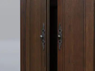Wardrobe tall wooden cabinet Free low-poly 3D model