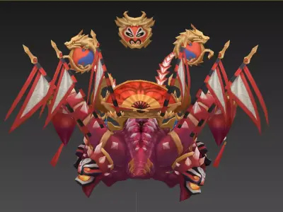 Peking Opera Face Mount Low-poly 3D model