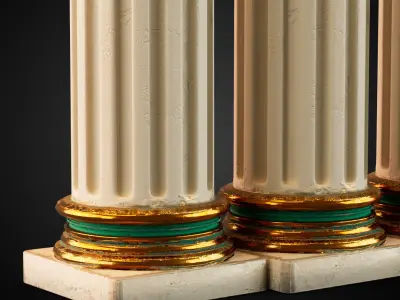 Rustic Colomn with golden details 3D model