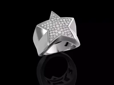 Star ring with diamonds 3D print model