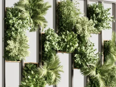 Wooden planks and vertical garden 07 3D model