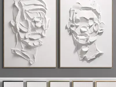 Plaster Two Photo Frame 79 Low-poly 3D model