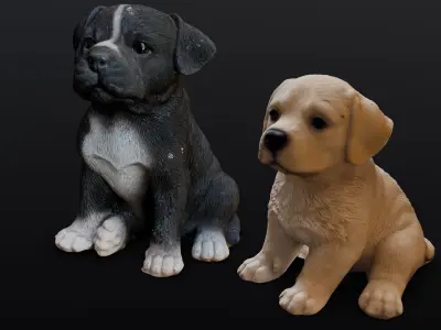 2 Cute Dogs Low-poly 3D model