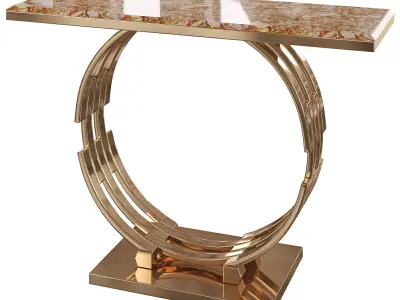 Modern Luxury Faux Marble Narrow Console Table  3D model