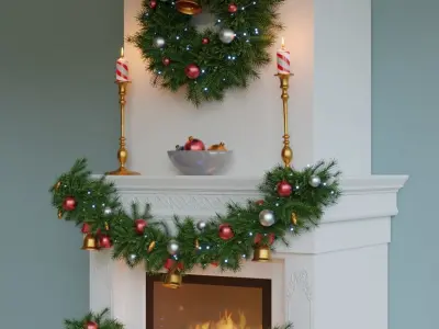 Christmas fireplace v2 3D model