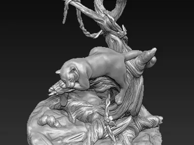 Leopard in the tree 3D Model 3D print model