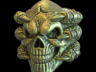 skull Ring jewelry with claws vol1  3D print model