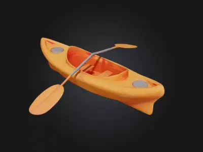 Orange Kayak Toy  Miniature Adventure on Water 3D model