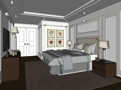Contemporary Luxury low poly Villa Bedroom Interior Low-poly 3D model