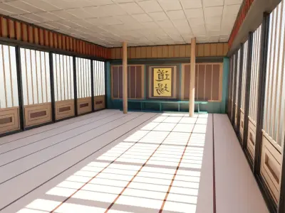 Dojo Hall Low-poly 3D model