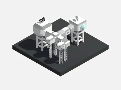 SCIFI STATION - Stylized Low Polygon 3D Art Asset Pack Low-poly 3D model