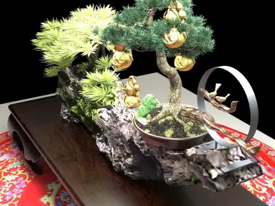 Chinese gourd  with plant  3D model