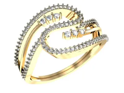 Elegant Round Cut Diamond Ladies Ring 3D print model